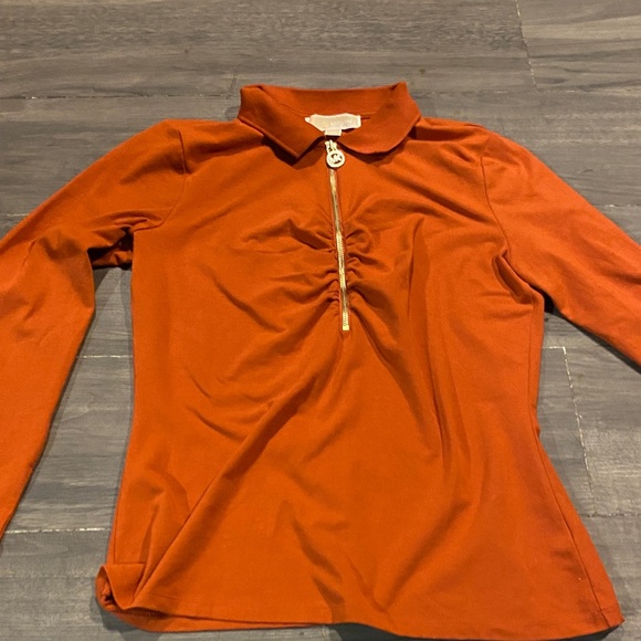 Michael Kors Tops - Michael Kors Rust Long Sleeve Top with Gold Zipper